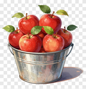 Bucket Of Red Apples PNG