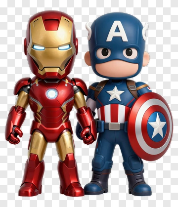 Cartoon Iron Man And Captain America Figures PNG