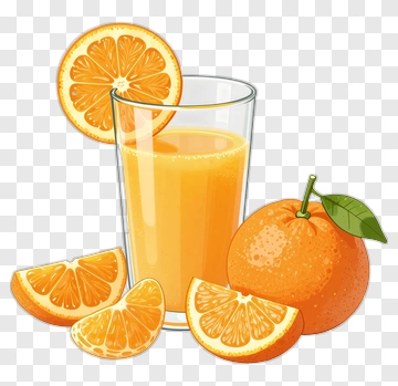 Fresh Orange Juice And Slices PNG