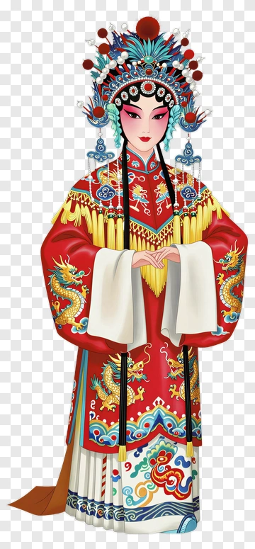 Traditional Chinese Opera Performer In Red Costume PNG