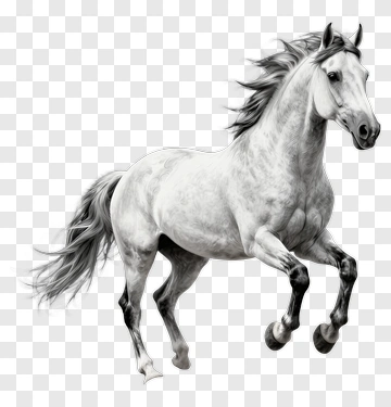 White Horse Running PNG
