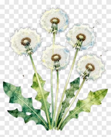 Watercolor Dandelion Flowers PNG