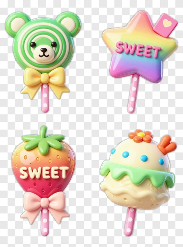 Colorful Sweet Treats Lollipops PNG