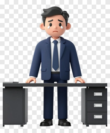 Sad Businessman Standing At Desk PNG