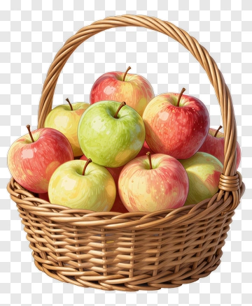 Basket Of Colorful Apples PNG
