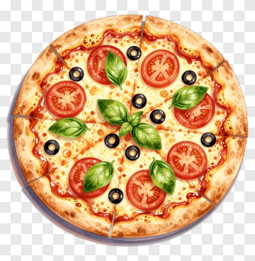 Delicious Pizza With Tomatoes And Basil PNG