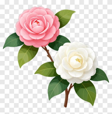 Pink And White Camellia Flowers PNG