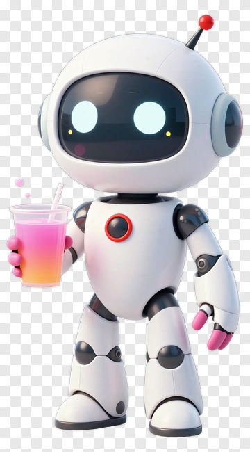 3D Robot Holding A Drink PNG