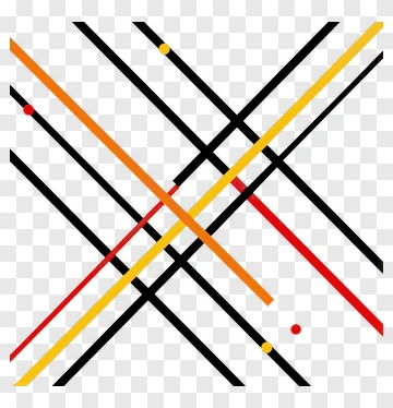 Abstract Geometric Lines In Black, Yellow, Red, And Orange PNG