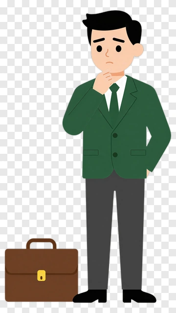 Businessman Thinking With Briefcase PNG