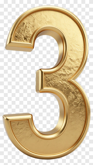 Golden Number Three PNG