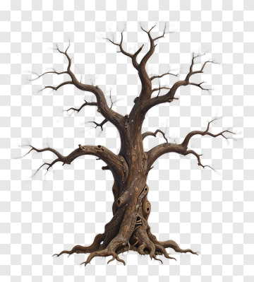 Detailed Tree With Twisted Branches PNG