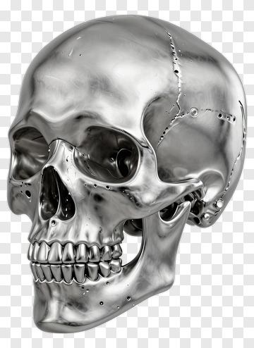 3D Metallic Skull PNG