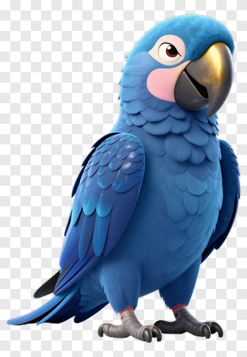 Cartoon Blue Parrot PNG