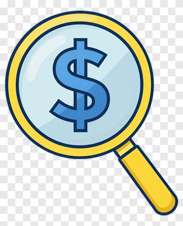 Magnifying Glass Over Dollar Sign PNG