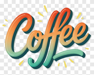 Colorful Coffee Typography PNG