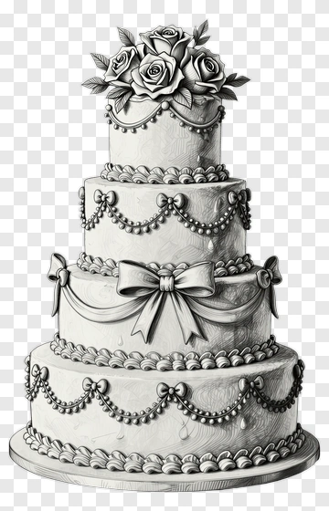 Elegant Wedding Cake With Roses PNG