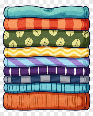 Colorful Stack Of Folded Blankets PNG