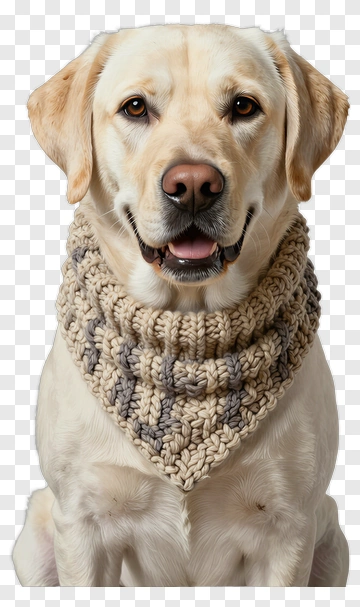 Labrador Retriever Wearing A Knitted Scarf PNG