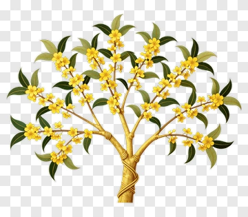 Colorful Tree With Yellow Flowers PNG
