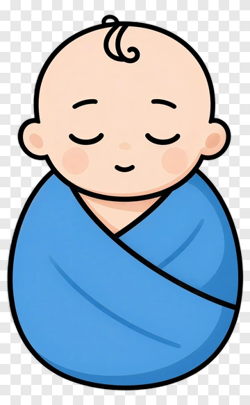 Cartoon Baby Wrapped In A Blue Blanket PNG