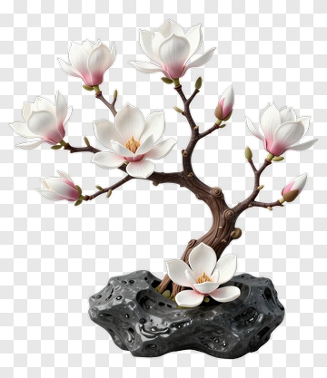 Magnolia Tree With White Flowers PNG