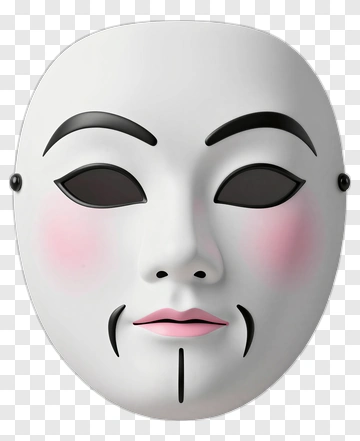 White Mask With Black Features PNG