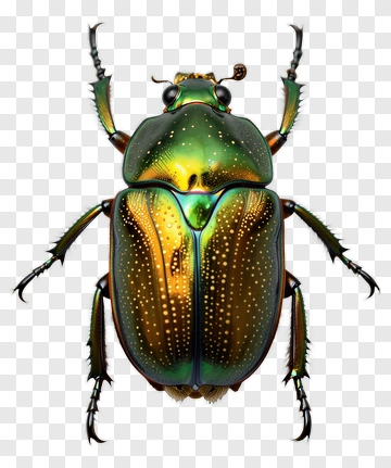 Colorful Beetle With Shiny Green And Gold Shell PNG