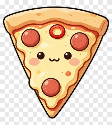 Cartoon Pizza Slice With Smiling Face PNG