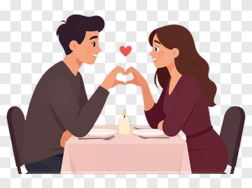 Couple Making A Heart Shape With Hands At A Romantic Dinner PNG