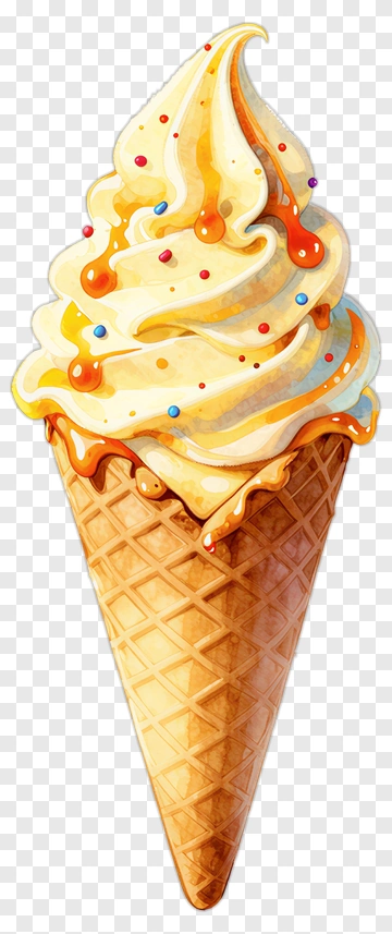Ice Cream Cone With Swirls And Sprinkles PNG