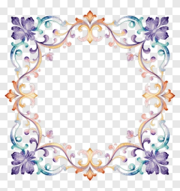 Colorful Floral Decorative Frame PNG