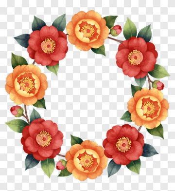 Colorful Floral Wreath PNG