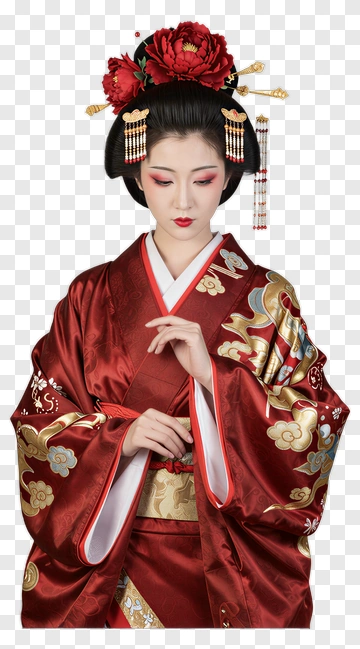 Traditional Japanese Woman In Kimono PNG