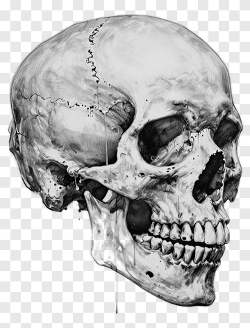 Realistic Skull Illustration PNG