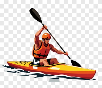 Kayaker Paddling In An Orange Kayak PNG