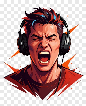 Angry Man Wearing Headphones PNG