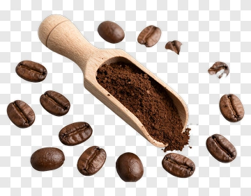 Coffee Scoop With Ground Coffee And Beans PNG