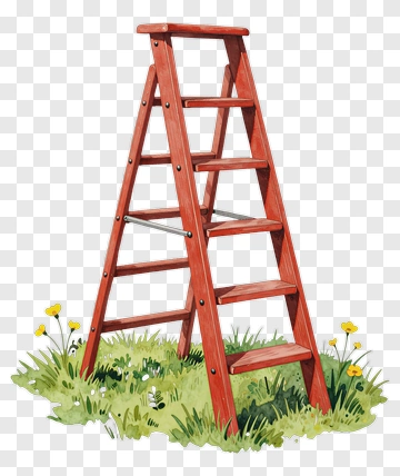 Wooden Ladder In A Green Field PNG