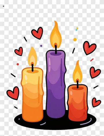 Colorful Candles With Hearts PNG