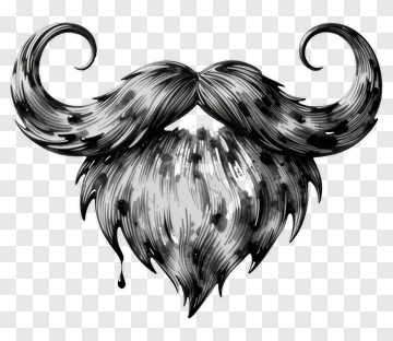 Stylized Black Beard With Curled Ends PNG