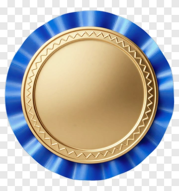 Gold Medal With Blue Ribbon PNG