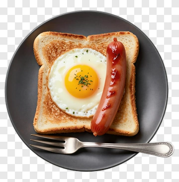 Breakfast Plate With Fried Egg And Sausage PNG