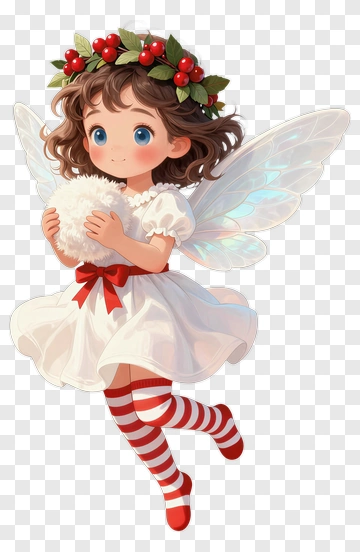 Fairy Girl Holding A Fluffy Object PNG