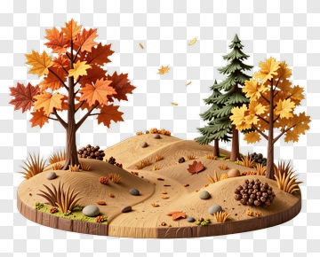 Colorful Autumn Landscape With Trees And Path PNG