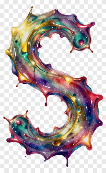 Colorful Letter S With Dripping Paint Effect PNG