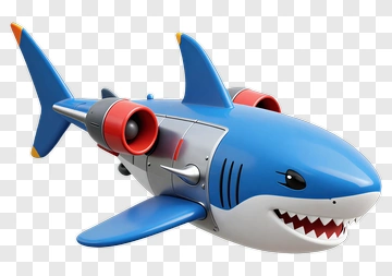 Cartoon Shark With Jet Engines PNG