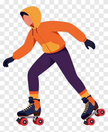 Person Roller Skating In An Orange Hoodie PNG