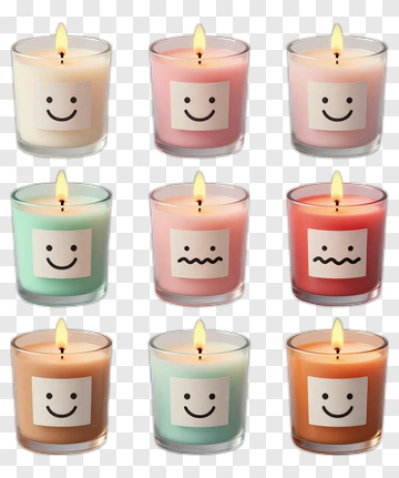 Colorful Scented Candles With Smiley Faces PNG