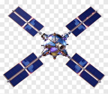 3D Space Satellite With Solar Panels PNG